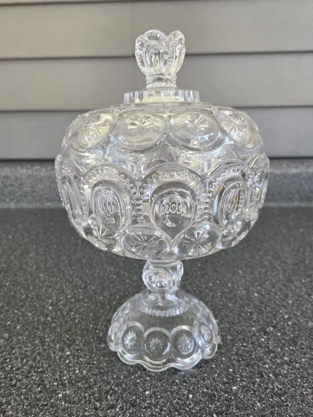 Vtg LE Smith Glass Clear Moon and Stars 10